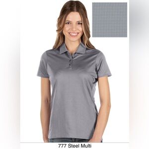 ANTIGUA GOLF Ladies BALANCE Polo in Steel/Multi, side S, NWT